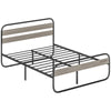 HOMCOM 4ft6 Double Bed Frame, Industrial Style Metal Platform Bed Frame with Under Bed Storage, No Box Spring Needed, Easy Assembly, Grey