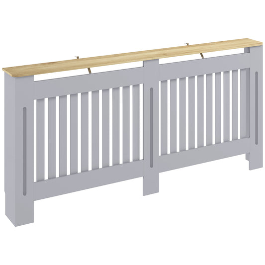 HOMCOM Slatted Radiator Cover, Painted Cabinet with Line Grill Design, 172L Ã 19W Ã 81H cm, Grey