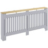 HOMCOM Slatted Radiator Cover, Painted Cabinet with Line Grill Design, 172L Ã 19W Ã 81H cm, Grey