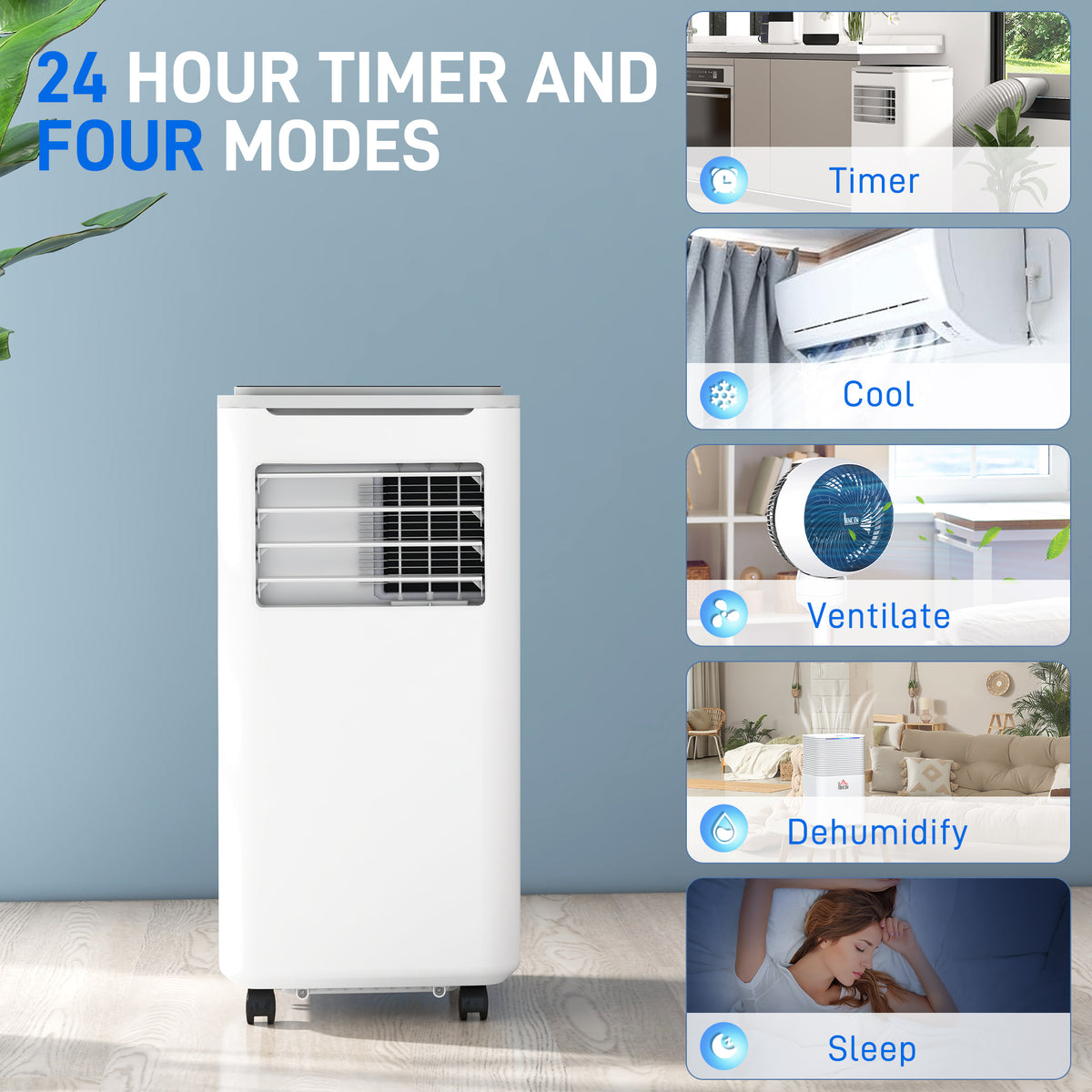 HOMCOM 9000 BTU Portable Air Conditioner in Cream White