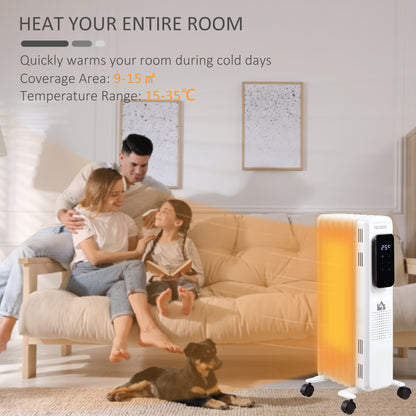 HOMCOM 1500W Oil Filled Radiator in White
