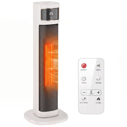 HOMCOM Portable Space Heater, 2000W Ceramic Heater with 4 Modes (Eco Mode), Adjustable Thermostat, Remote, Low Energy