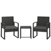 Outsunny Rattan Bistro Set, 3 Piece Garden Furniture Set with Glass Top Table and Cushions, Dark Grey