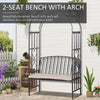 Outsunny Metal Frame Bench W/Arch, 114Lx60Wx206H cm-Grey