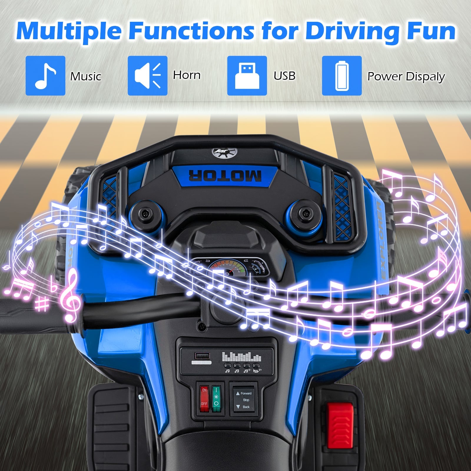 6V Kids Electric Quad Bike with Spray Function and Storage Box-Blue