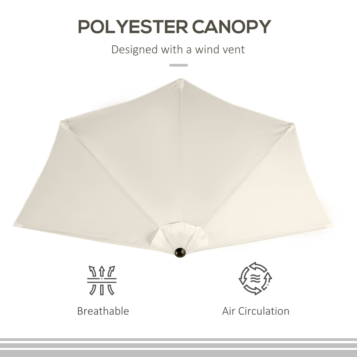 Outsunny 3(m) Half Parasol in Cream White