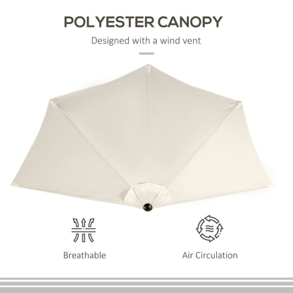 Outsunny 3(m) Half Parasol in Cream White