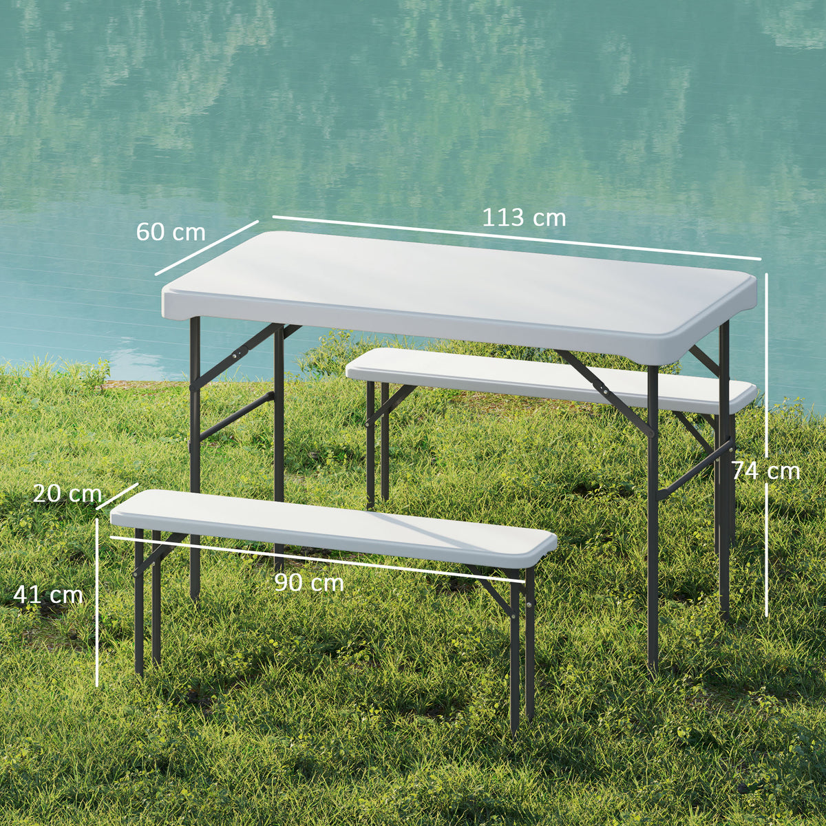 Outsunny Three-Piece Folding Picnic Table and Bench Set