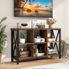 6-Cube Storage Organizer 120CM Wide Bookshelf with Open Compartments-Rustic Brown