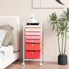 6 Drawers Storage Trolley with 4 Wheels for Makeup Beauty Salon-Pink