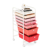 6 Drawers Storage Trolley with 4 Wheels for Makeup Beauty Salon-Pink