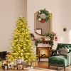 Artificial Christmas Tree Pre-lit Hinged Xmas Tree with  LED Lights Seasonal Decoration Tree-6FT