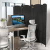 6-Panel Room Divider Folding Privacy Screen with Hand-woven Texture-Black