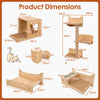 6 Pieces Cat Wall Furniture Set with Food Water Bowl and 3-step Cat Tree-Natural