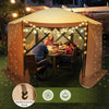 6-sided Pop-up Gazebo Tent Instant Setup Screen House Hub Tent-Coffee