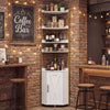 6-Tier Corner Storage Shelf with Door and Raised Edge Protection-White