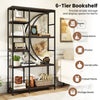 6-Tier Industrial Etagere Bookshelf with Open Storage Shelves and Arc-Shaped Design-Coffee