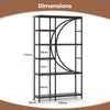 6-Tier Industrial Etagere Bookshelf with Open Storage Shelves and Arc-Shaped Design-Coffee