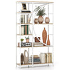 6-Tier Industrial Etagere Bookshelf with Open Storage Shelves and Arc-Shaped Design-Natural