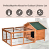 PawHut Wooden Guinea Pigs Hutches Detachable Rabbit Cage Pet House with Openable Run & Roof Slide-out Tray