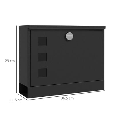 HOMCOM Wall Mounted Letterbox, Weatherproof Post Box, Modern Mailbox with 2 Keys and Viewing Windows, Easy to Install