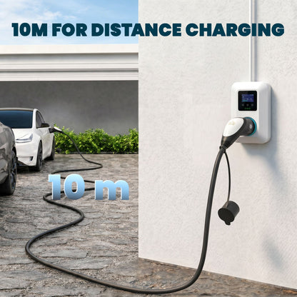 HOMCOM Type 2 EV Charging Cable, 7kW, 32A, Mode 3, 1-Phase, 10m Type 2 to Type 2 EV Extension Cable for EVs, PHEVs