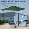 Outsunny Cantilever Parasol with Weighted Base Double Top Garden Parasol Square Hanging Patio Umbrella with Crank Tilt Dark Green