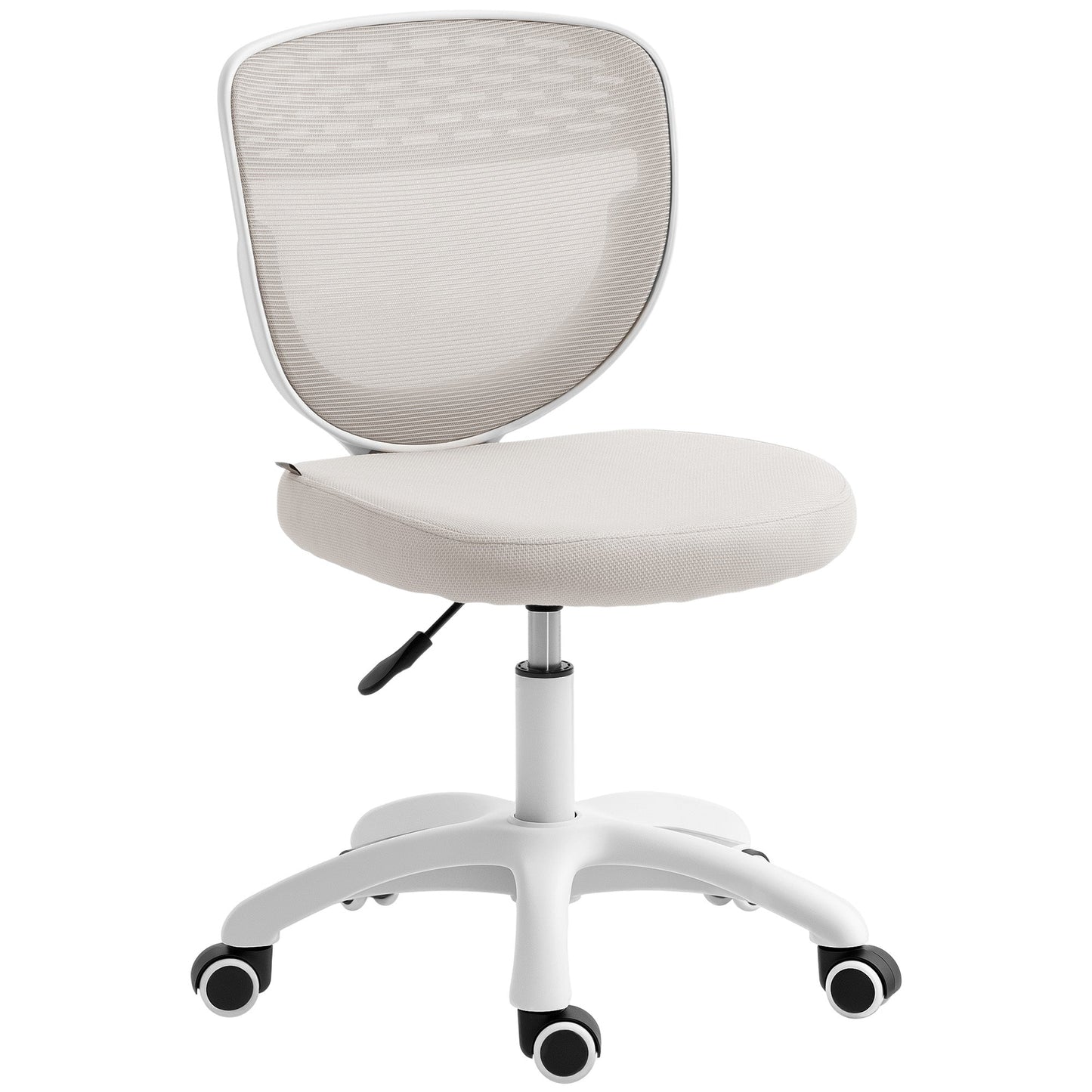 HOMCOM Office Chair, Armless Computer Desk Chair with Breathable Mesh, Adjustable Height, Swivel Wheels, Grey