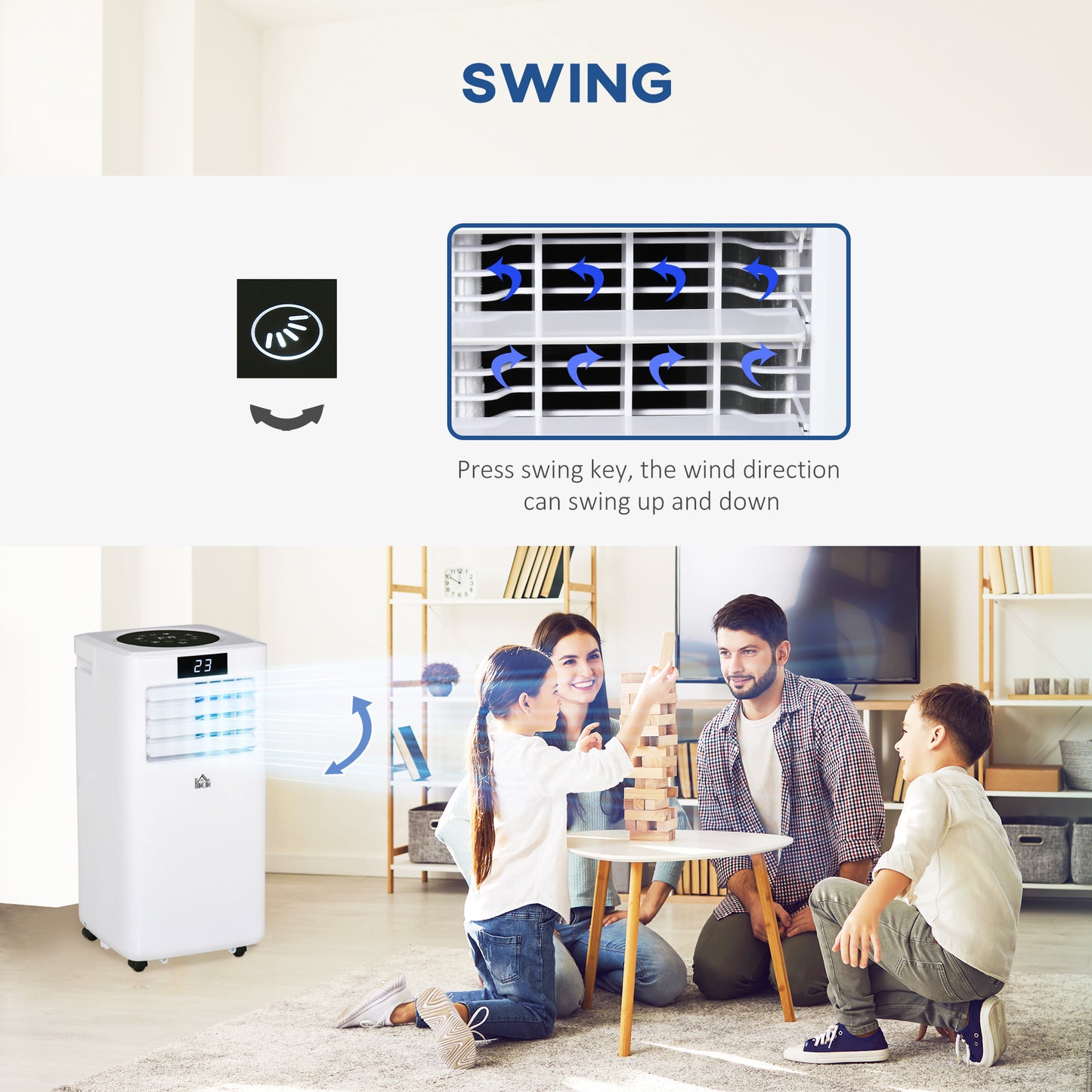 HOMCOM 7000 BTU Air Conditioning Unit, 3-in-1 Portable Air Conditioner, Dehumidifier, Cooling Fan with Remote Control, Digital Display, 2 Speeds, 24H Timer, Window Venting Kit, 15m√Ç¬≤