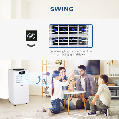 HOMCOM 7000 BTU Air Conditioning Unit, 3-in-1 Portable Air Conditioner, Dehumidifier, Cooling Fan with Remote Control, Digital Display, 2 Speeds, 24H Timer, Window Venting Kit, 15m√Ç¬≤
