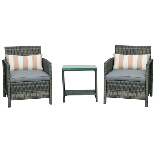 Outsunny 3 Pieces Rattan Bistro Set in Grey
