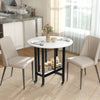 HOMCOM Folding Dining Table, Drop Leaf Table with Open Shelf, Rolling Kitchen Table for Dining Room, Small Spaces, White Marble