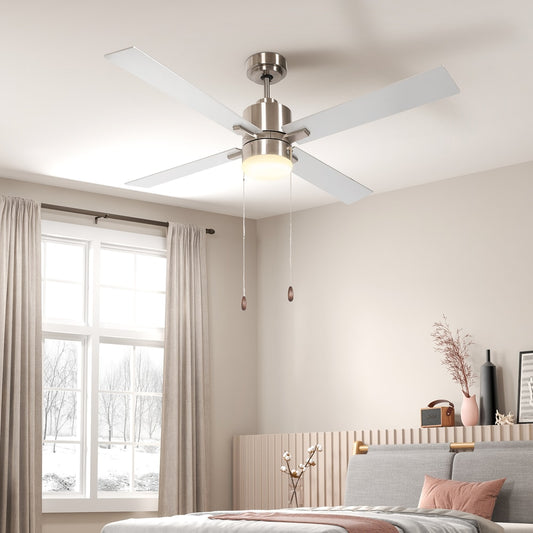 HOMCOM Ceiling Fan with LED Light in Silver and Natural Tone