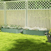 Outsunny Galvanised Raised Garden Bed, Metal Planter Box with Safety Edging, for Flowers, Herbs, Succulents, Pack of 2, Green