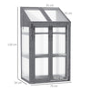 Outsunny Wooden Cold Frame Polycarbonate Greenhouse with Openable Top Cover and Double Door, Grow House for Flower, Vegetable and Plants, 70 x 50 x 120cm, Grey