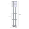 HOMCOM 3-Tier Floor Lamp, Floor Light with Storage Shelf, Reading Standing Lamp with Acrylic Shade for Living Room, Bedroom, Kitchen, Dining Room, Office, Dorm, 160cm, Grey