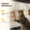 PawHut 3-Tier Large Cat Cage Indoor, Detachable Metal Wire Kennel with Hammock, Platforms, Tray and Cushions for 1-2 Kittens