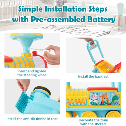 Steps for assembling the blue electric ride on train