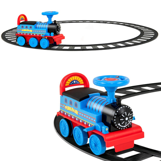 6V Battery Powered Electric Ride On Car shown on a circular track from two different angles