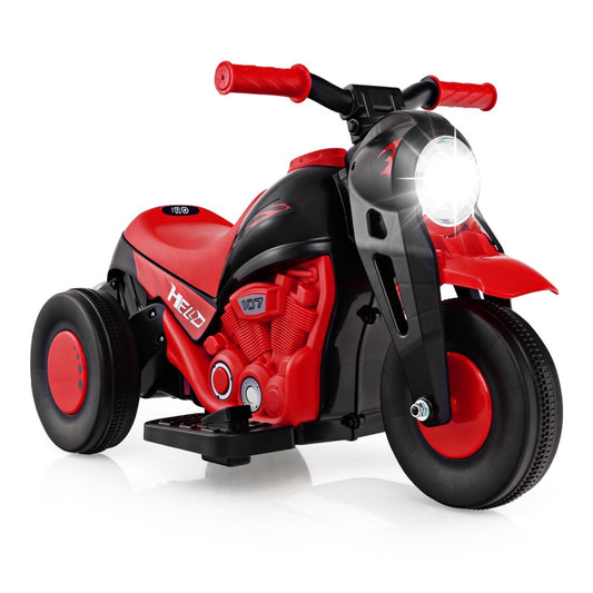 6V Electric Kid Ride on Motorcycle with Bubble Maker in red and black with a bright front light