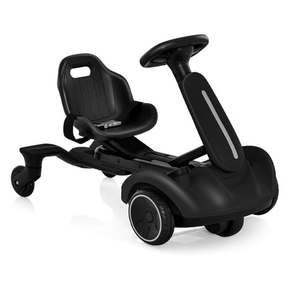6V Electric Ride on Drift Car in black with a steering wheel and seat