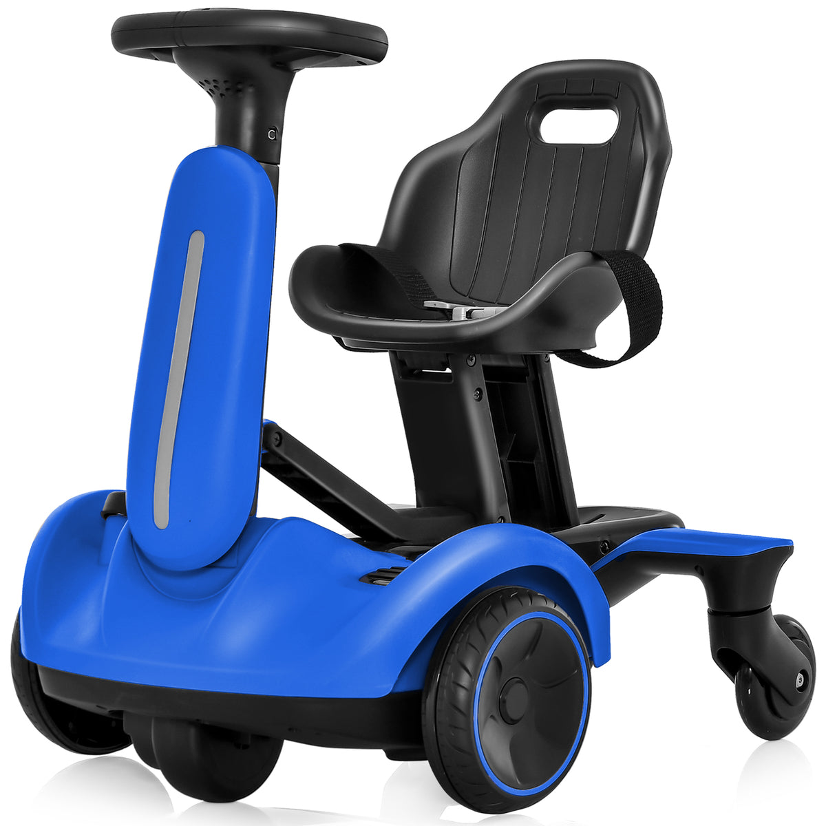 6V Electric Ride on Drift Car in blue with a black seat and steering wheel on a white background
