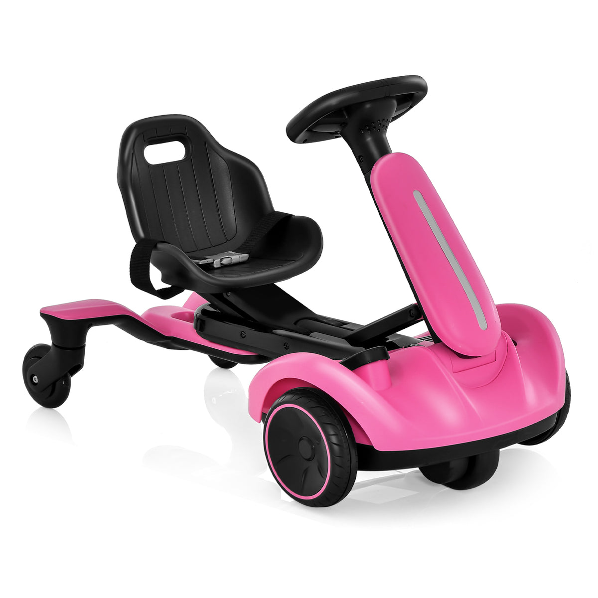 6V Electric Ride on Drift Car in pink with a black seat and steering wheel