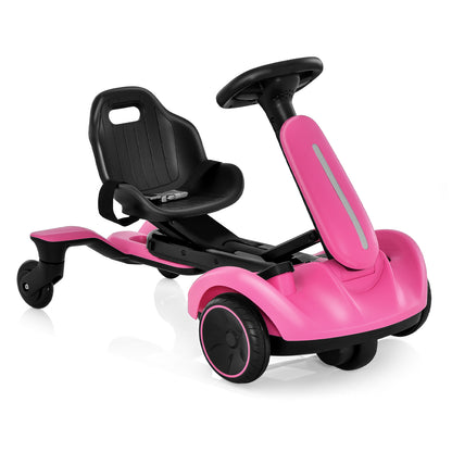 6V Electric Ride on Drift Car in pink with a black seat and steering wheel