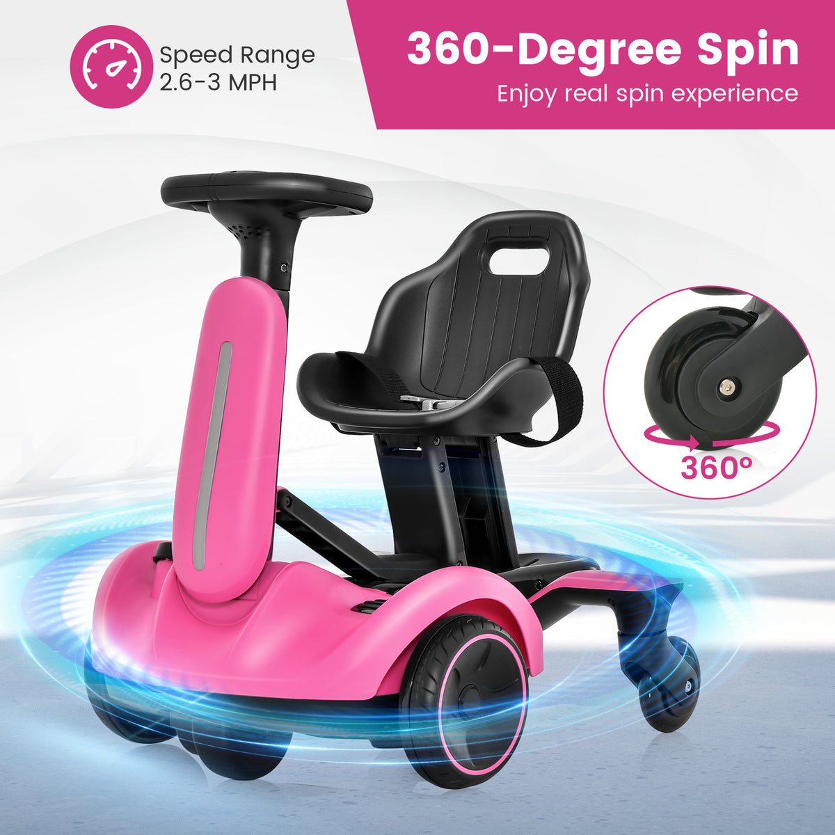 6V Electric Ride on Drift Car in Pink