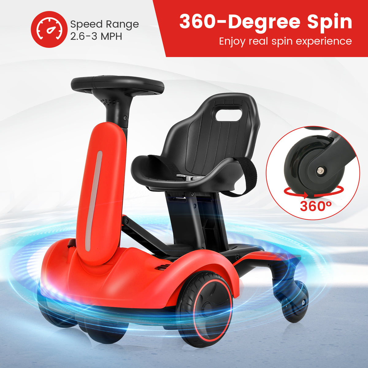 6V Electric Ride on Drift Car in Red