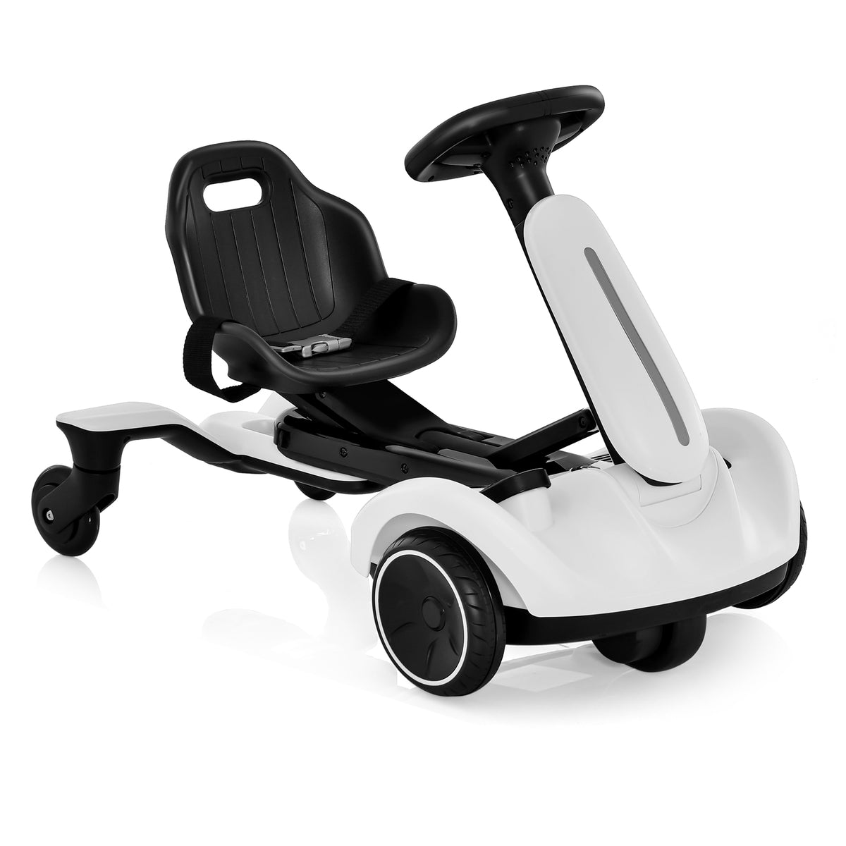 6V Electric Ride on Drift Car in white with black seat and wheels