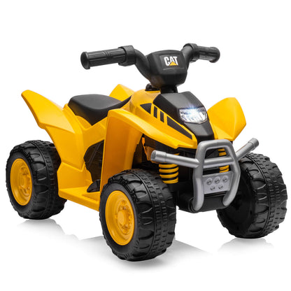 6V Kids Ride on ATV CAT Licensed Quad Car in yellow with black handlebars and seat