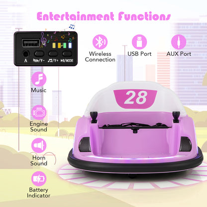 6V Kids Ride on Battery Powered Bumping Car in Pink