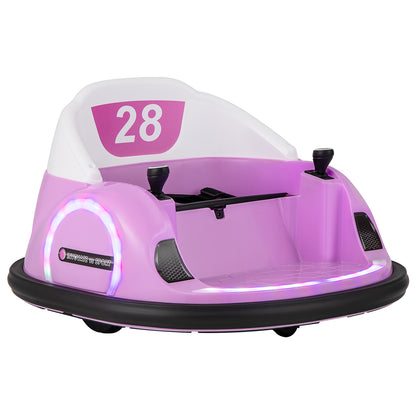 6V Kids Ride on Battery Powered Bumping Car in pink with white seat and number twenty eight